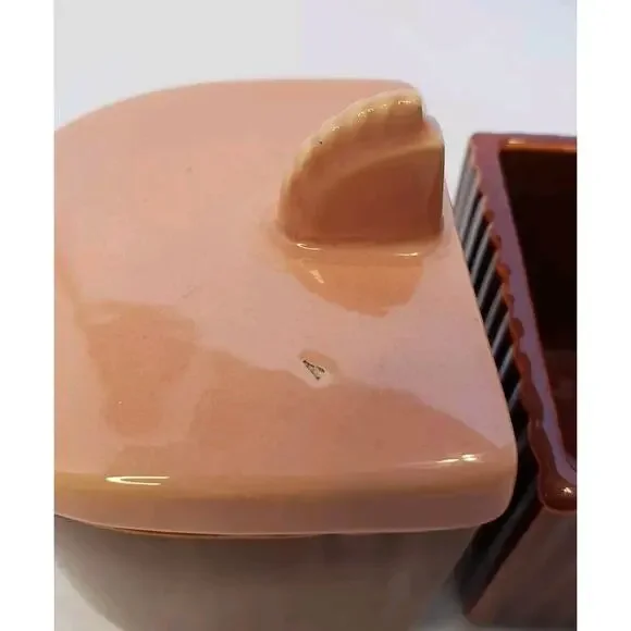 Vintage Art Deco Franciscan Ware Condiment Jars w/ Lids Underplate Pink & Maroon - Picture 11 of 13